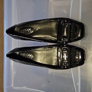 Geox patent leather loafer heel